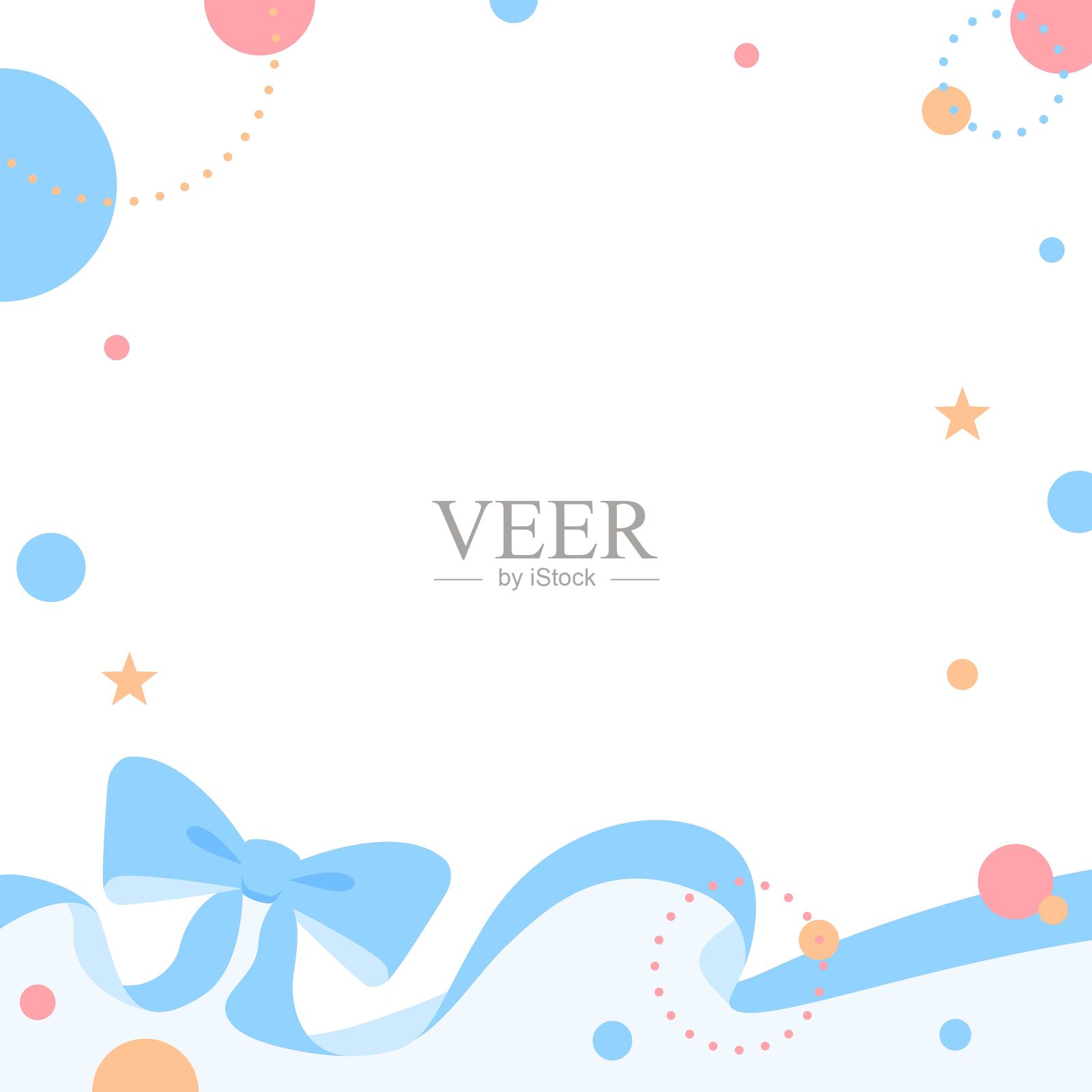 丝带装饰边框，圆形物体，流行设计，方形尺寸插画图片素材