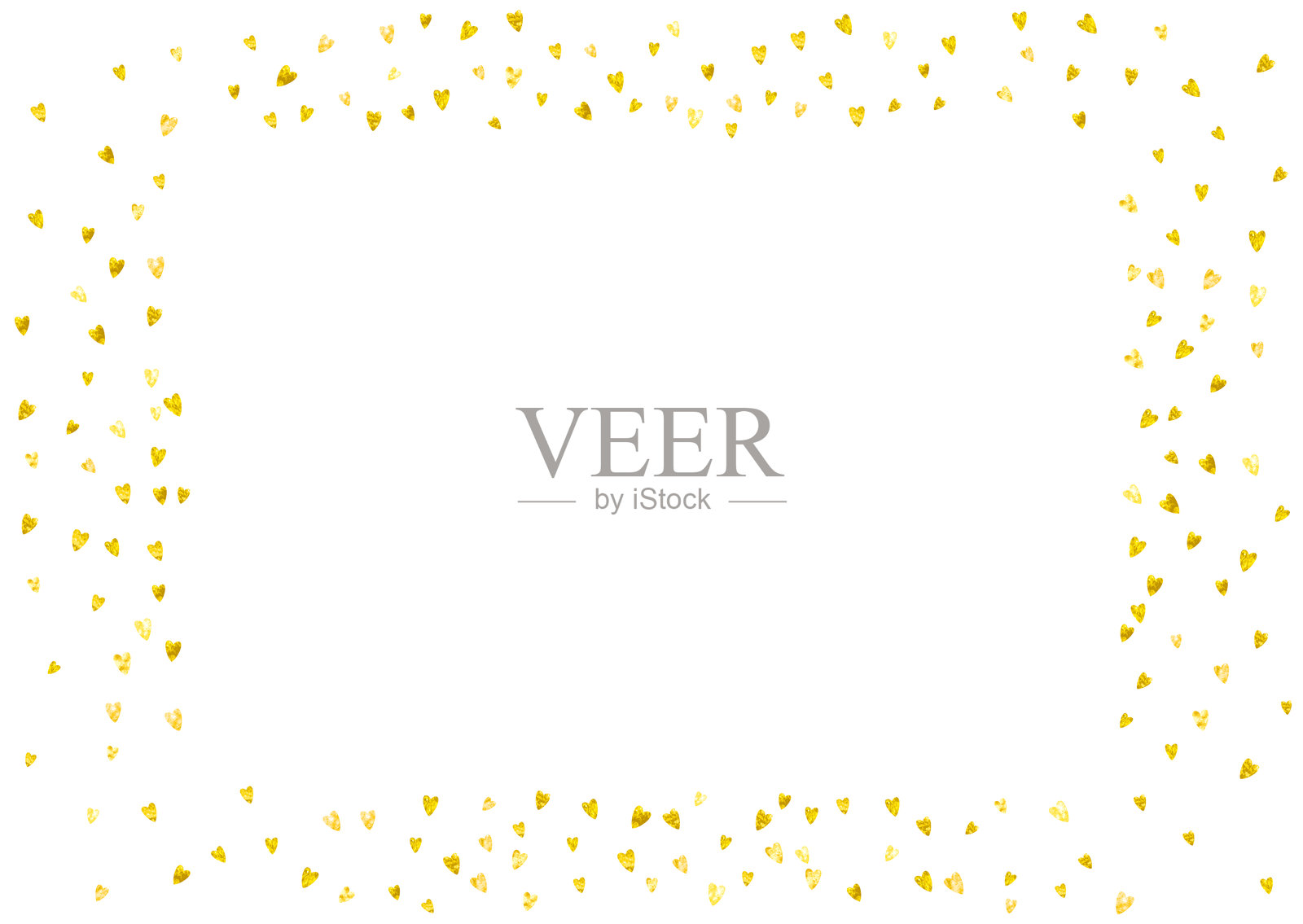 情人节促销闪光。周年纪念背景边框。节日画框。金色快乐壁纸。派对婚礼代金券。金色平面设计。情人节促销闪光。插画图片素材