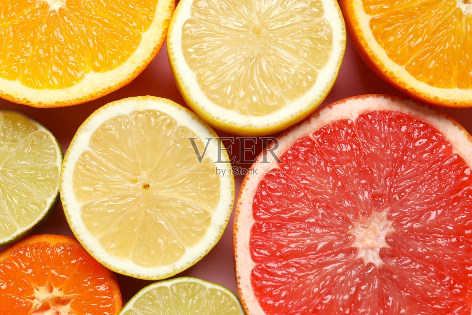 新鲜热带柑橘类水果的俯视特写照片摄影图片