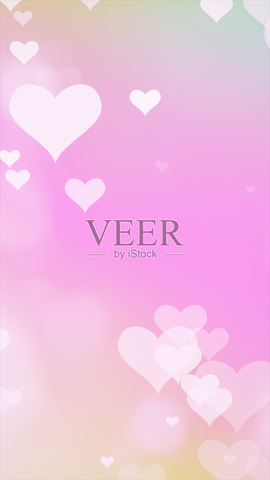 柔和的粉色渐变背景，点缀着漂浮的白色心形，象征着梦幻般的爱意、深情与浪漫照片摄影图片