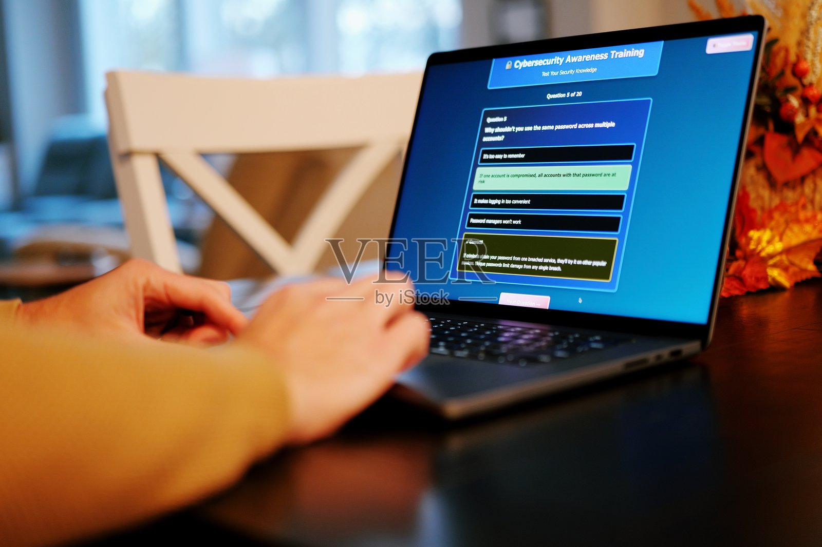 远程工作的男性 - IT安全意识培训照片摄影图片