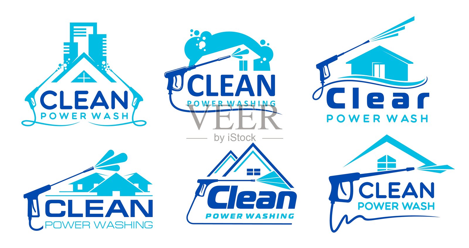 房屋清洁和洗衣服务图标集插画图片素材