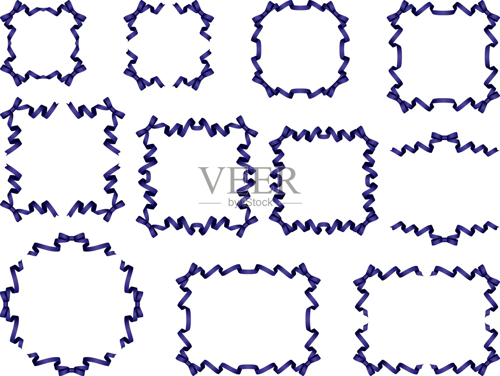 丝带蝴蝶 F，方形，海军蓝 m14插画图片素材