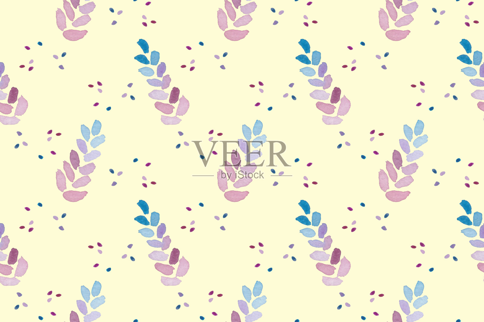 水彩风格的抽象无缝图案。可爱的玩偶背景。插画图片素材