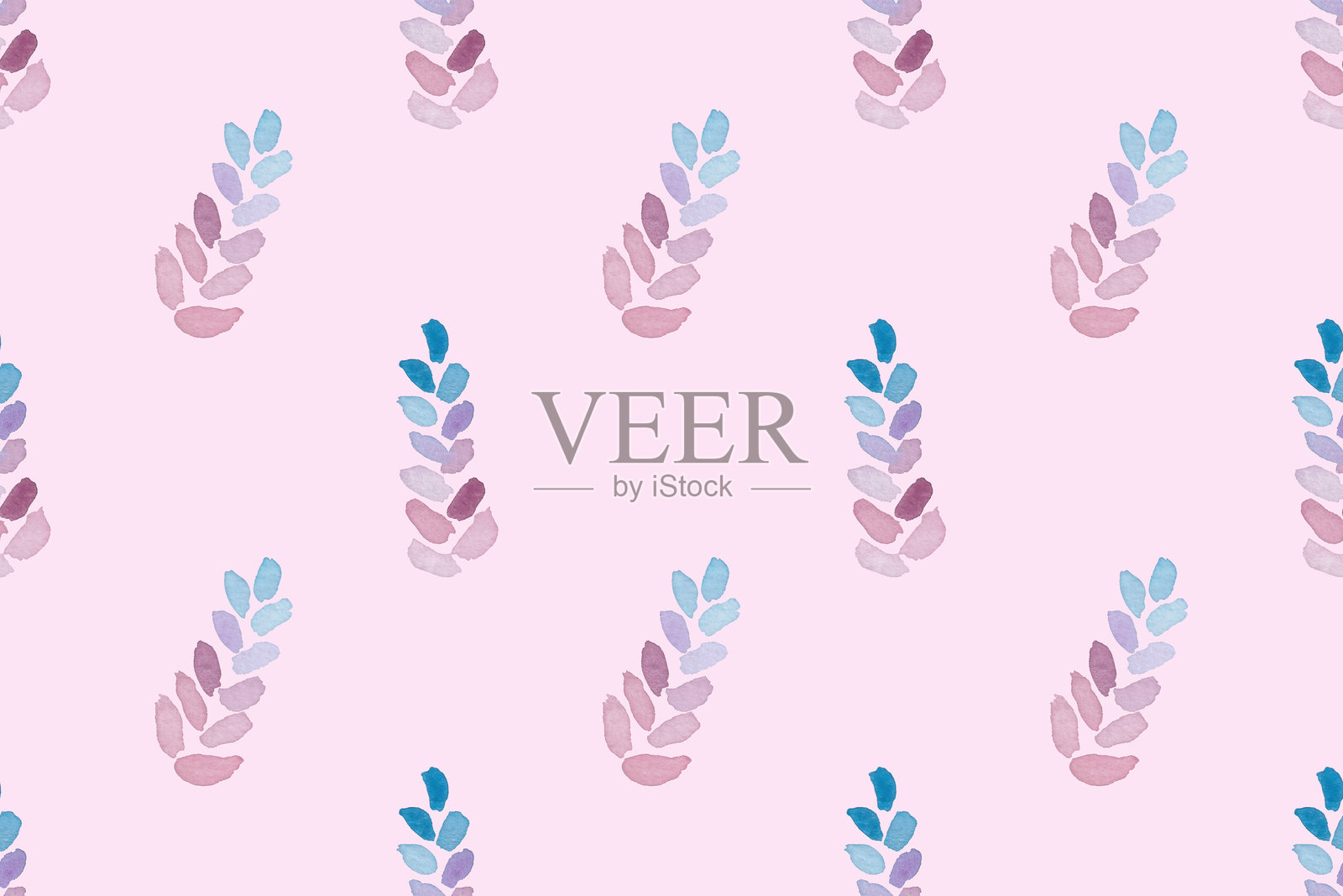 水彩抽象花卉无缝图案。可爱的粉色洋娃娃儿童背景。插画图片素材