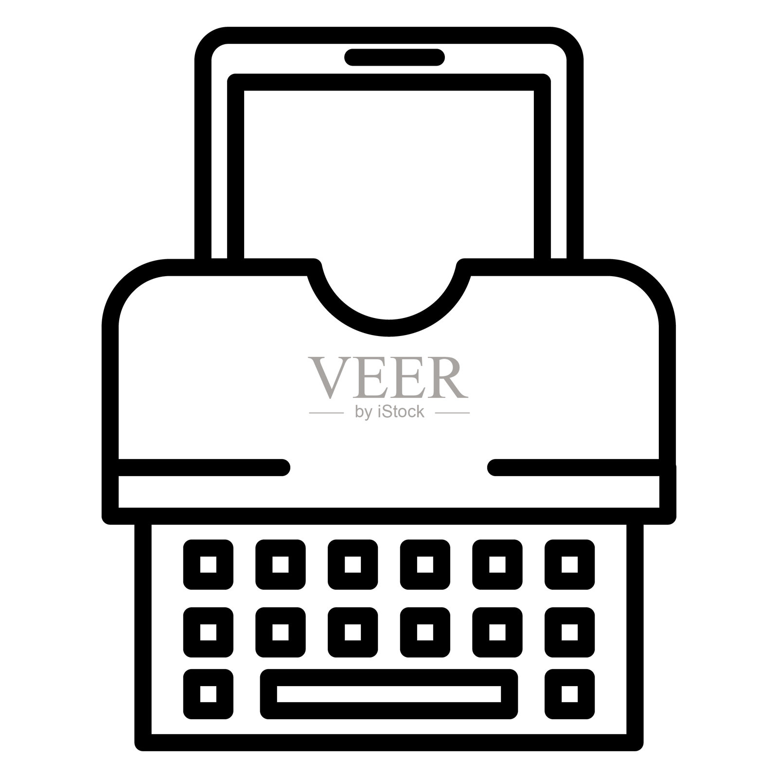 打字机与平板电脑矢量图标插画图片素材