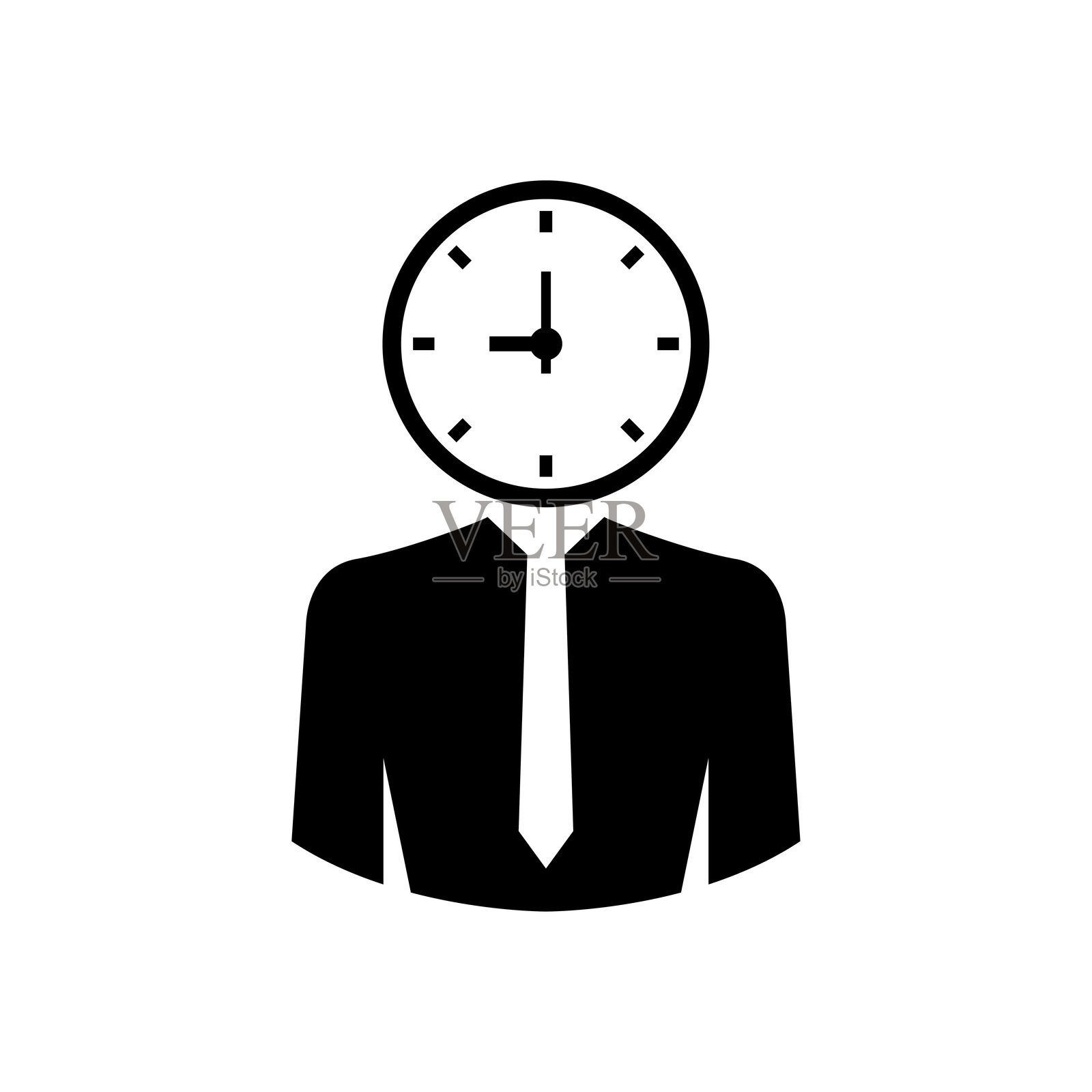 快速计时器工作图标，简约矢量图。夜晚繁忙。工作场所的孤独身影插画图片素材