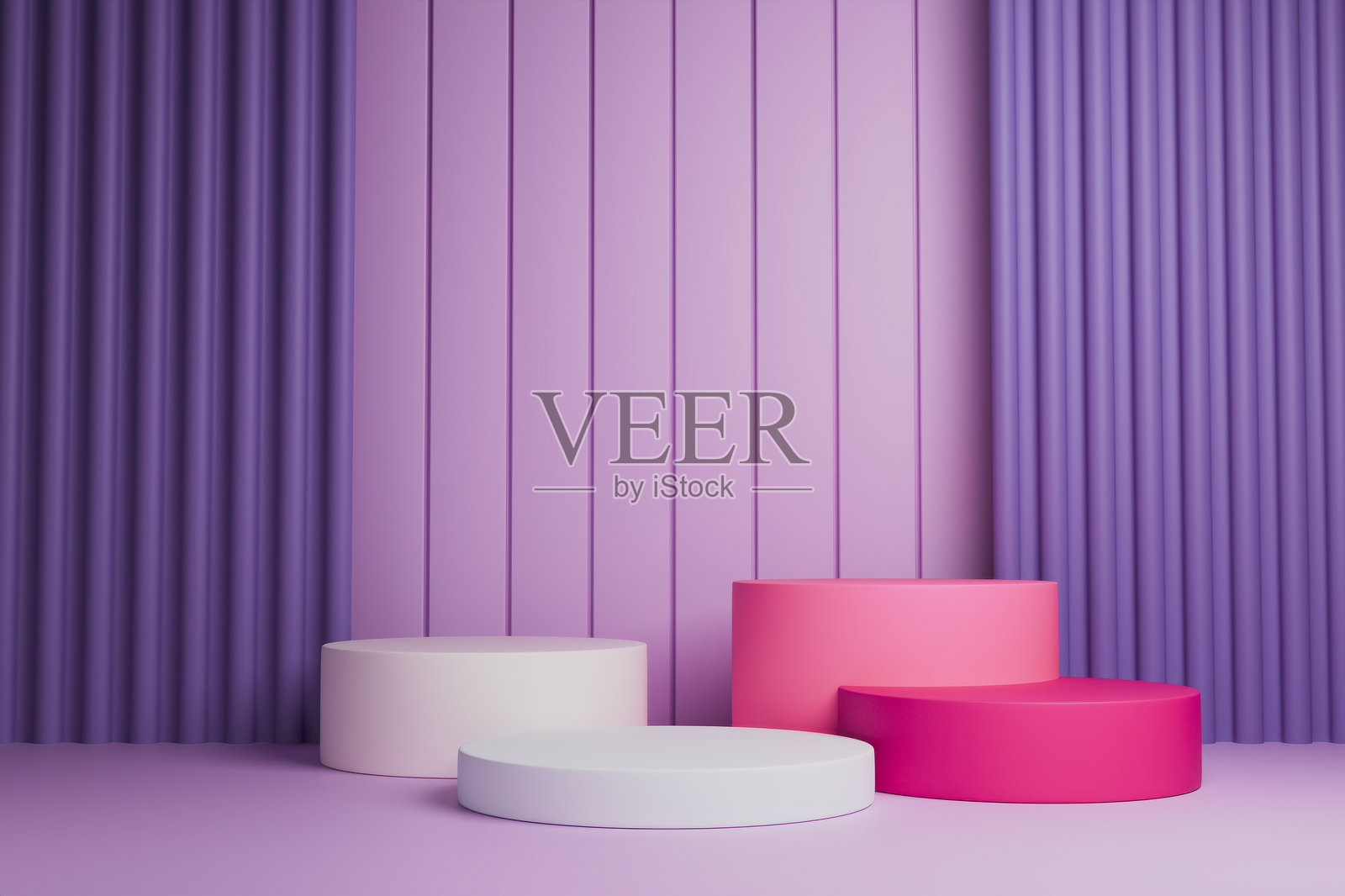 几个圆柱形展示架在白色表面上静态排列照片摄影图片