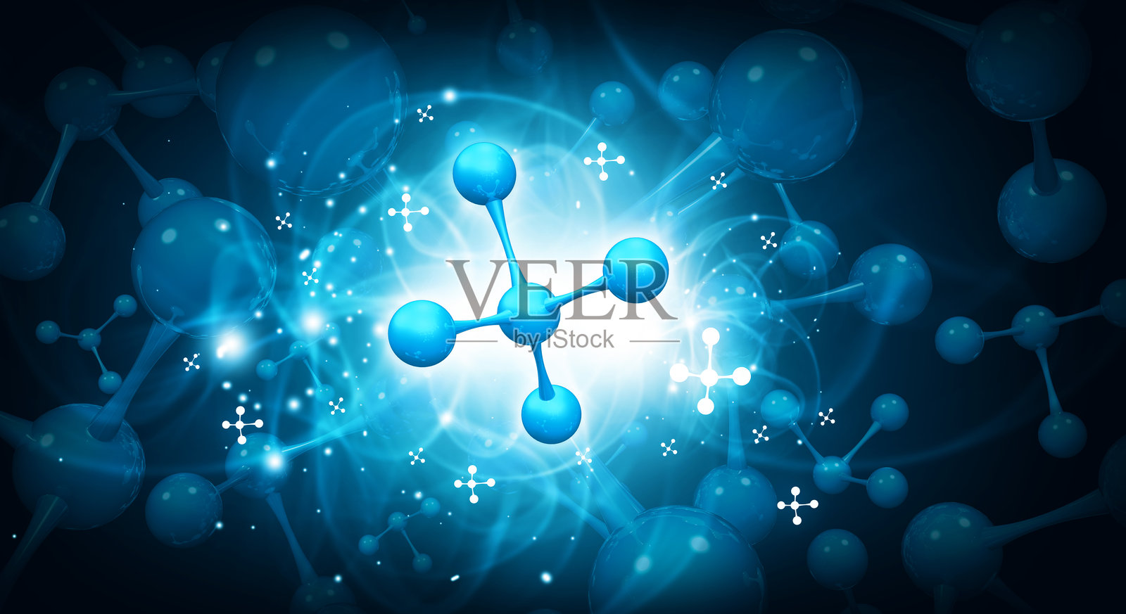 抽象科学背景下的原子分子照片摄影图片