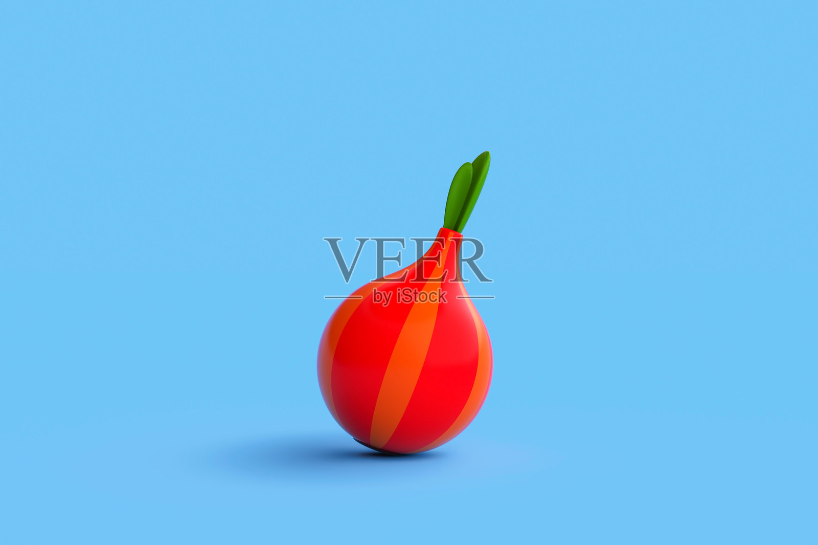 新鲜发芽的洋葱，孤立背景上的3D矢量图标。照片摄影图片