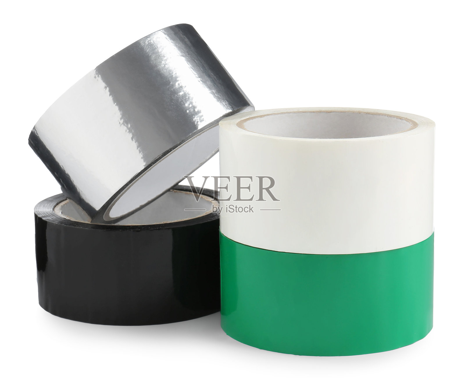 白色背景下分离的胶带卷照片摄影图片