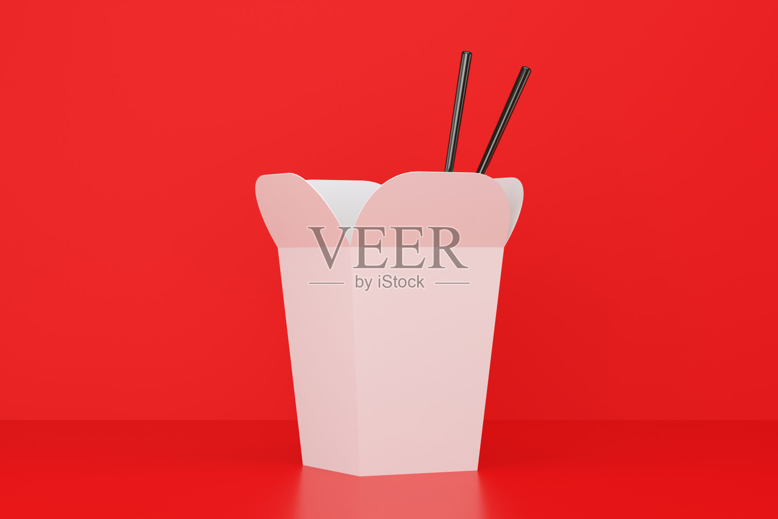 空白的中国菜盒模型和筷子照片摄影图片