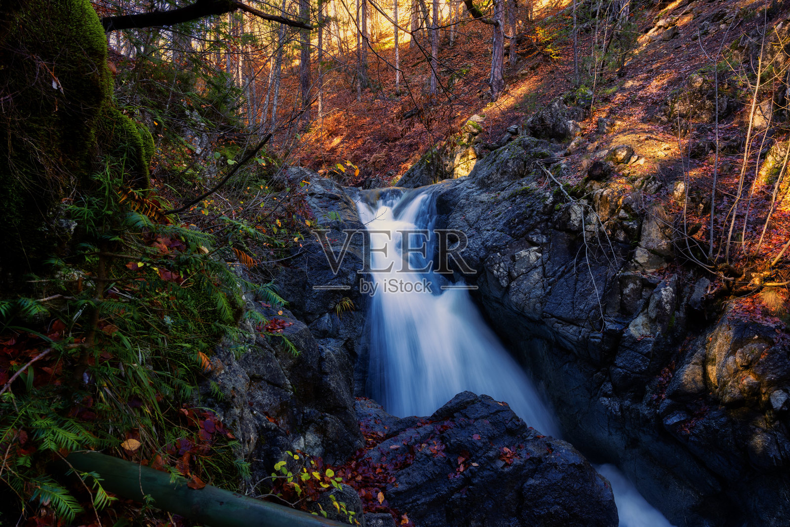 秋季森林中的布鲁瓦鲁瀑布照片摄影图片