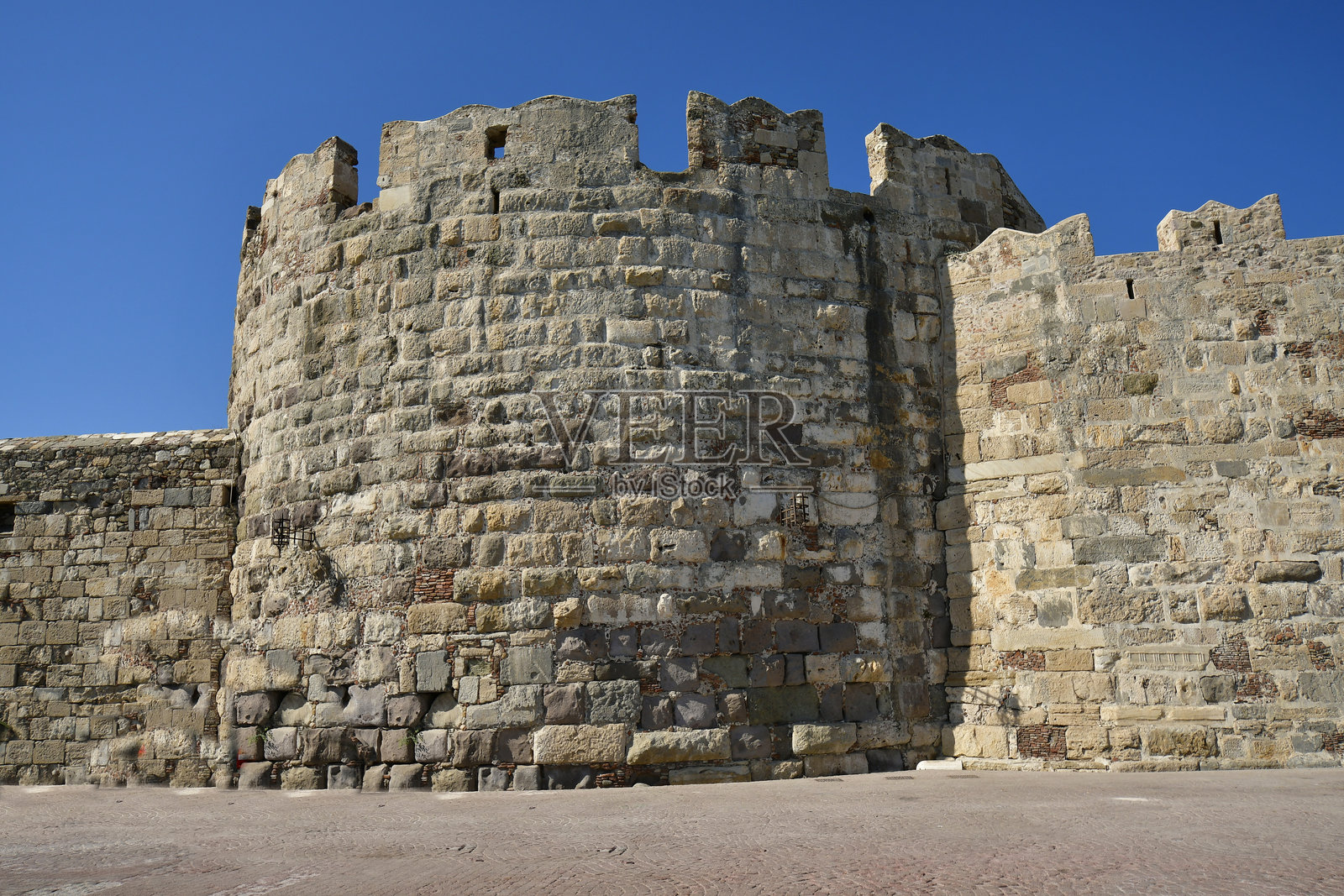 希腊科斯岛城堡墙照片摄影图片