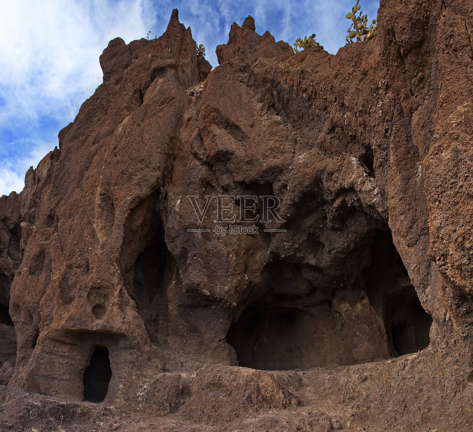 西班牙加那利群岛大加那利岛的四门洞穴照片摄影图片