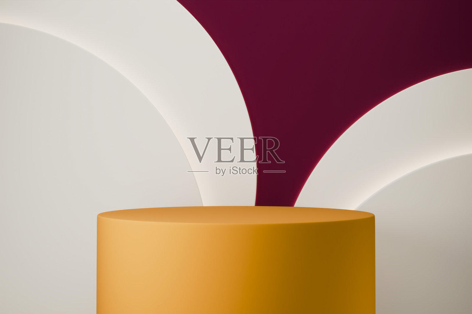 黄色的讲台静止地立在白色和棕色的背景上。照片摄影图片