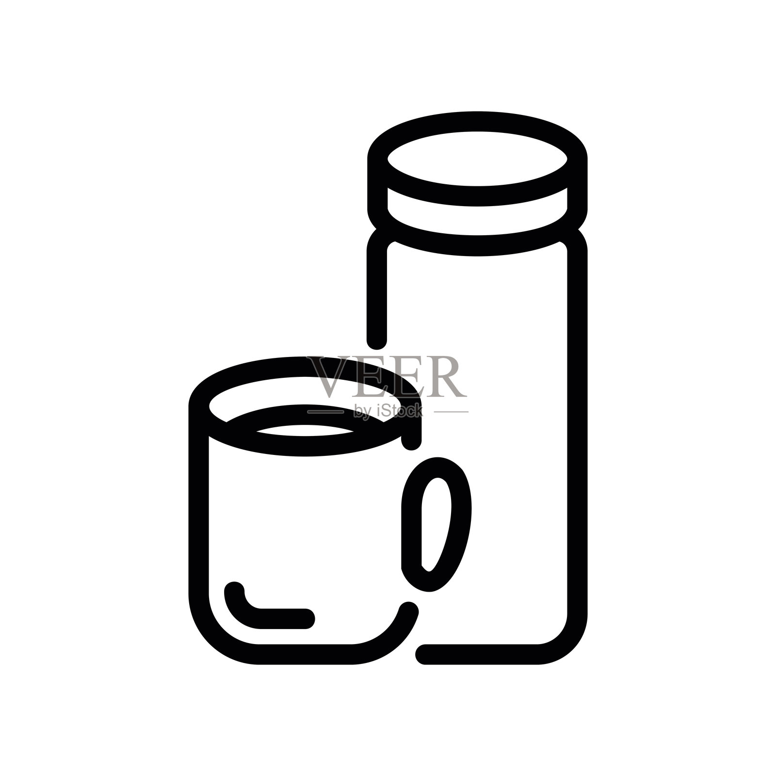 保温瓶和马克杯，用于盛装冷热饮品插画图片素材