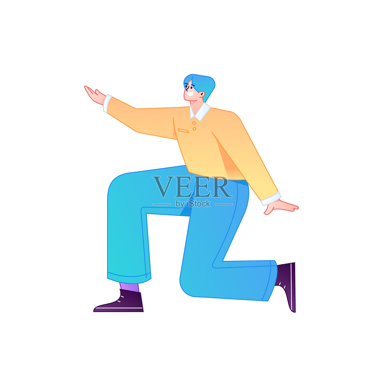 人物坐姿，来自互联网的矢量扁平渐变插画插画图片素材