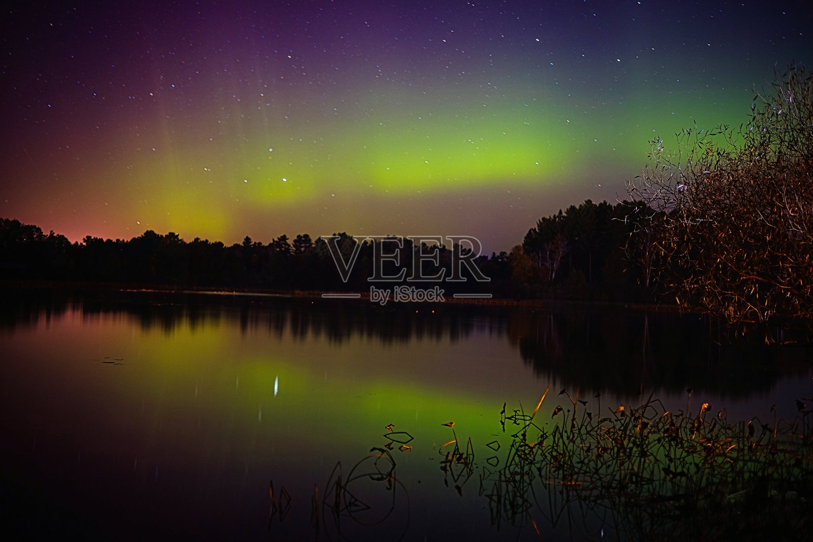 威斯康星州托马霍克上空的北极光照片摄影图片