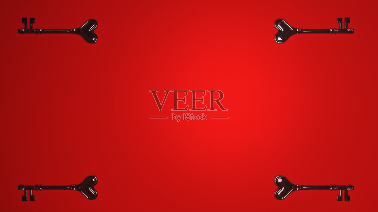 四把心形金属钥匙在背景上构成了一个画框，并留有复制空间照片摄影图片