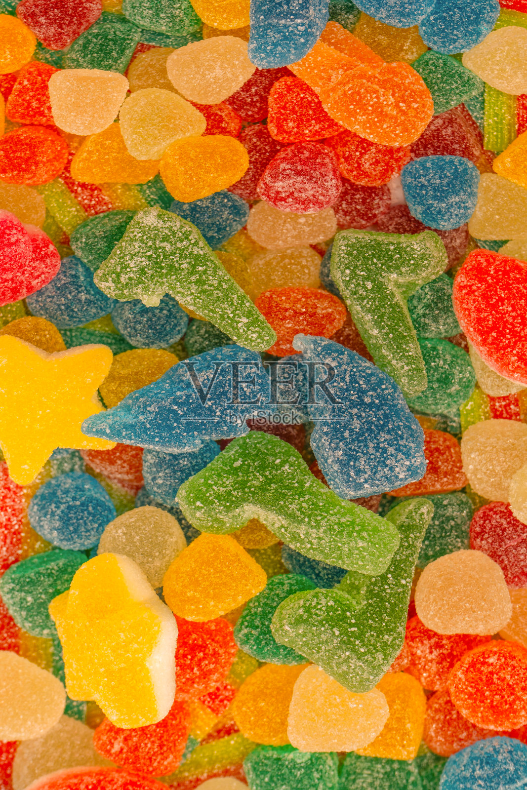 什锦橡皮糖。果冻糖。照片摄影图片