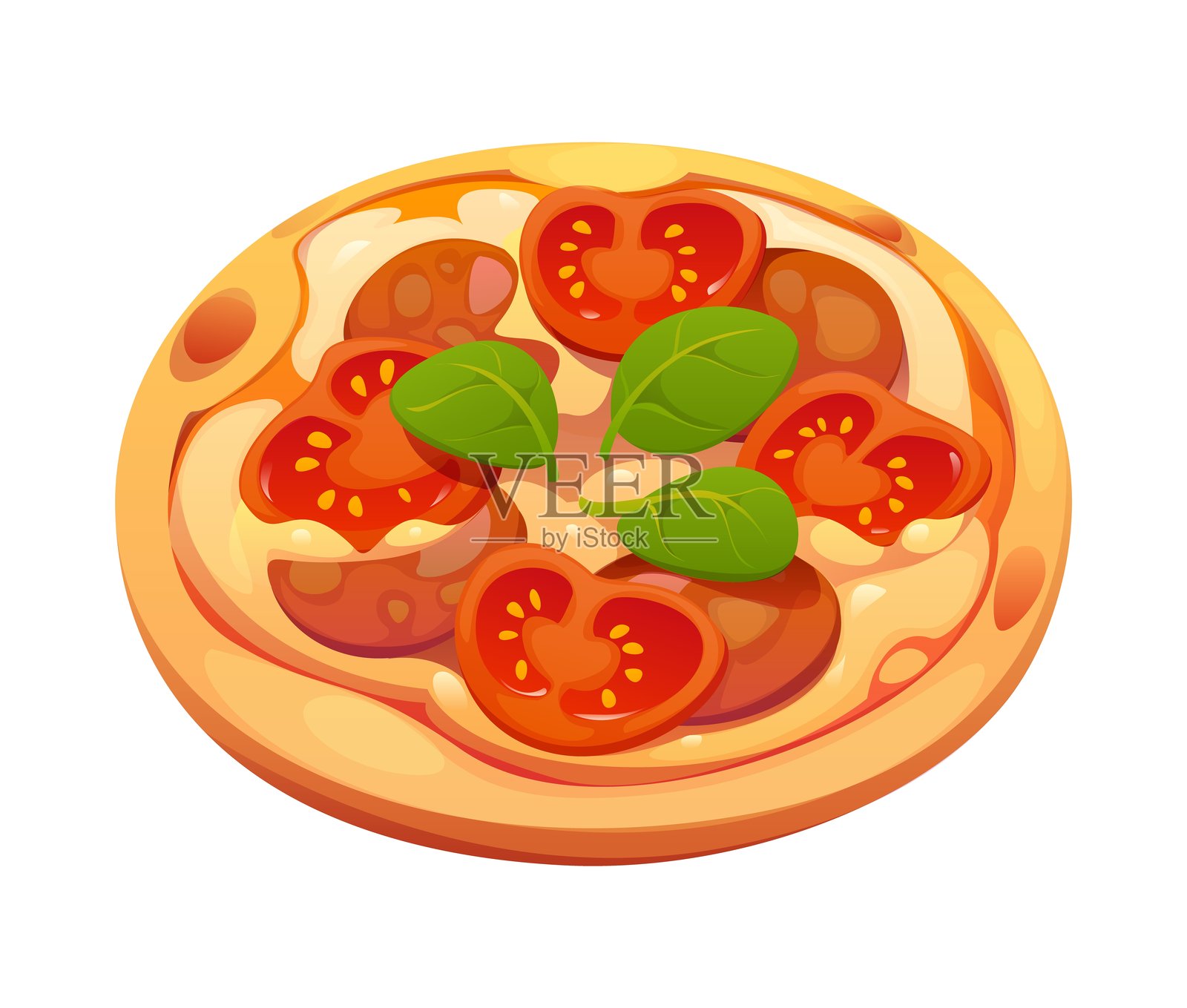 卡通披萨，快餐店外卖套餐插画图片素材