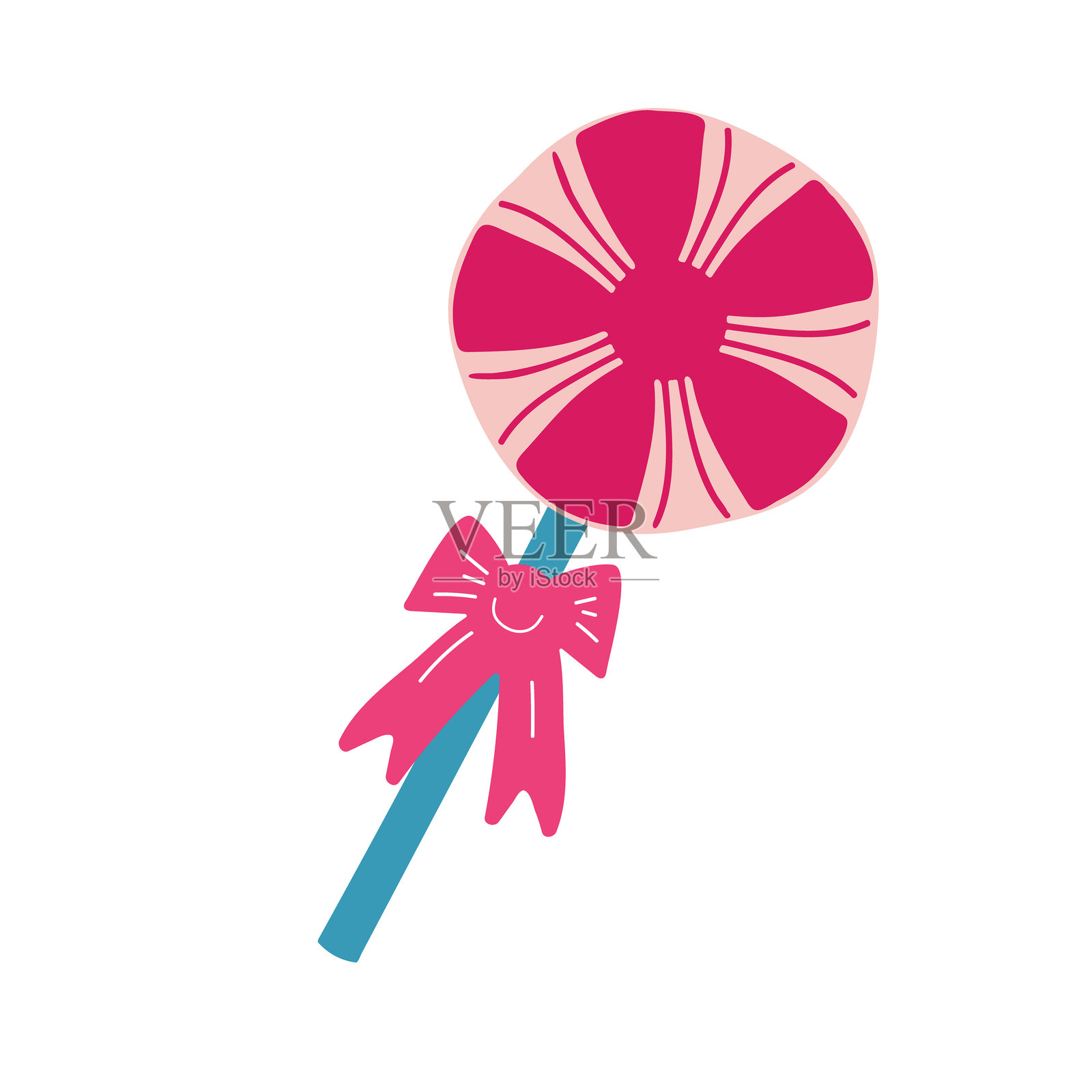 棒棒糖圣诞节日甜点插画。粉色矢量漩涡装饰，带有可爱的节日红色甜点艺术，用于季节性冬季美食和派对设计。插画图片素材