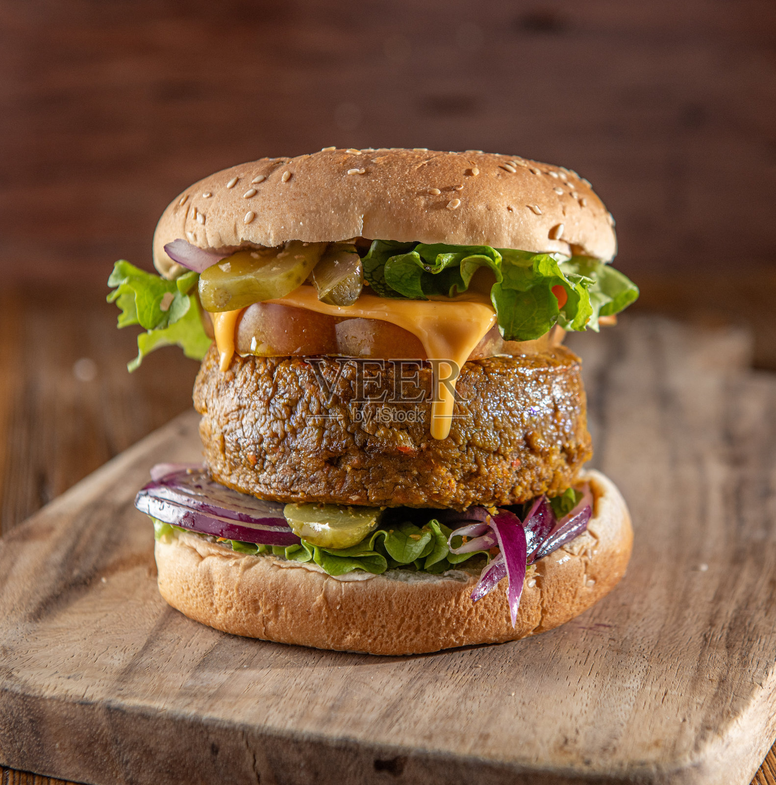 纯素汉堡照片摄影图片