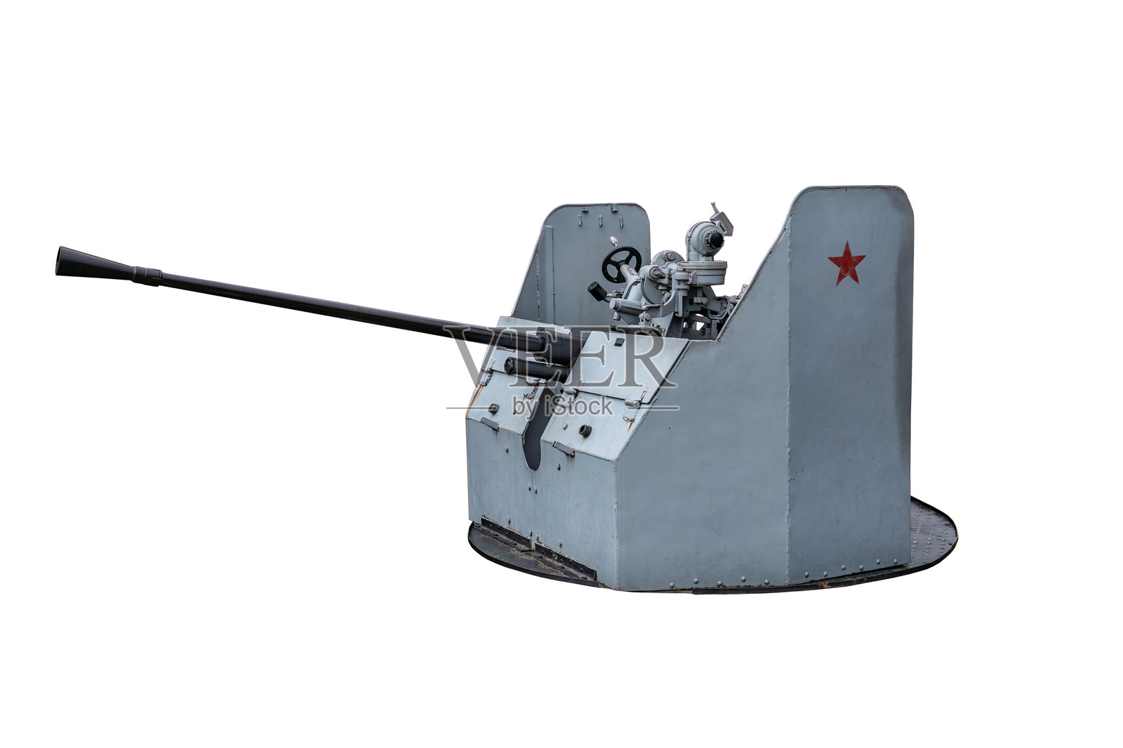 苏制37毫米70-K型自动高射炮（白色背景）照片摄影图片