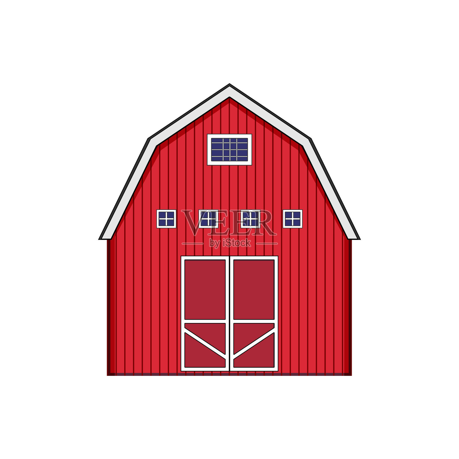 代表乡村农业的红色农场谷仓建筑图标插画图片素材