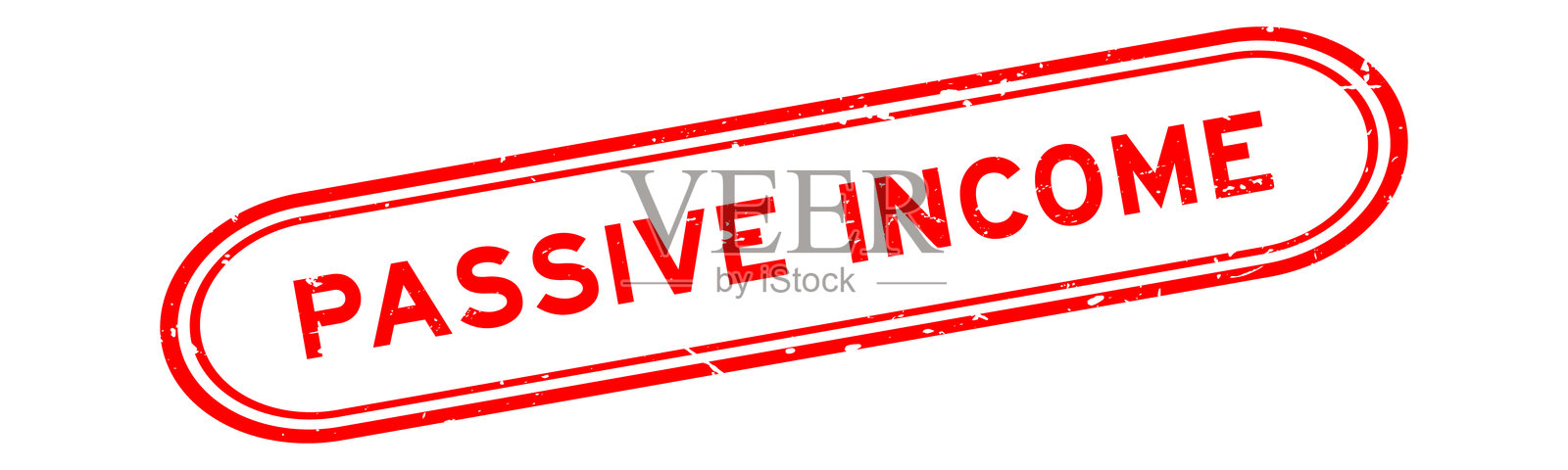 Grunge 红色被动收入文字橡胶图章，背景为白色插画图片素材