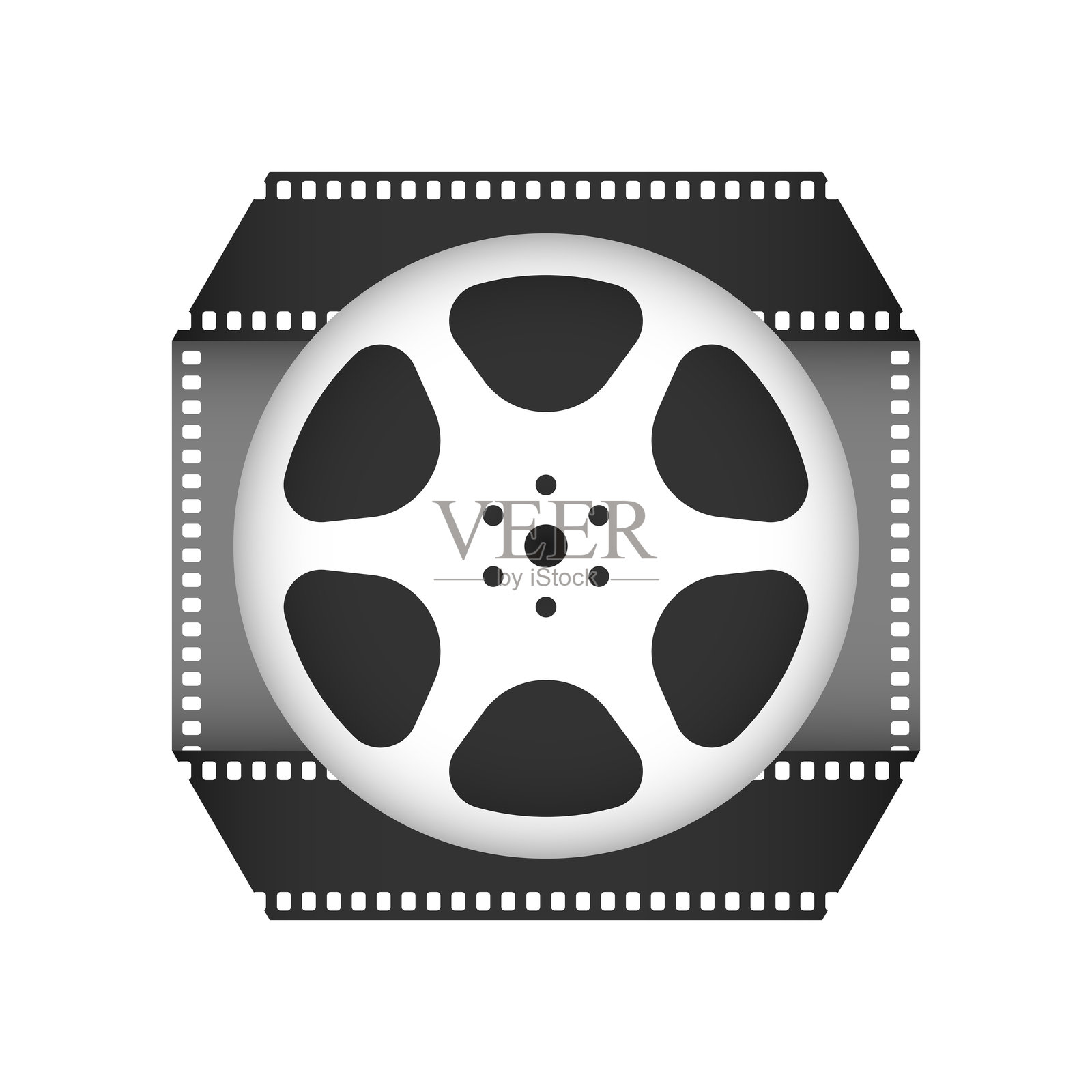 折叠胶片框中的胶片卷。电影符号。电影制作设备图标。矢量图插画图片素材
