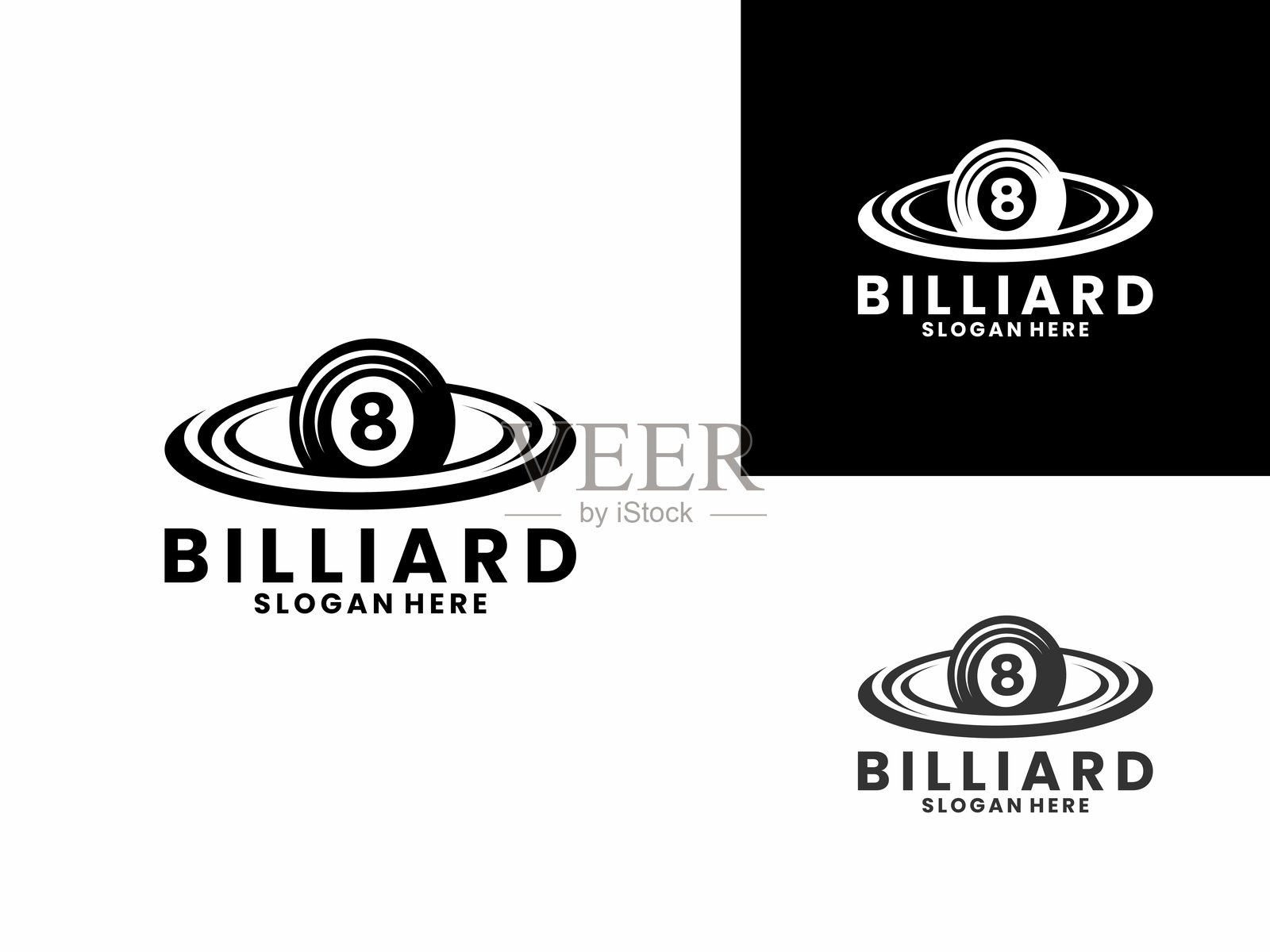 台球星球Logo设计矢量模板。台球Logo设计矢量图标插画图片素材