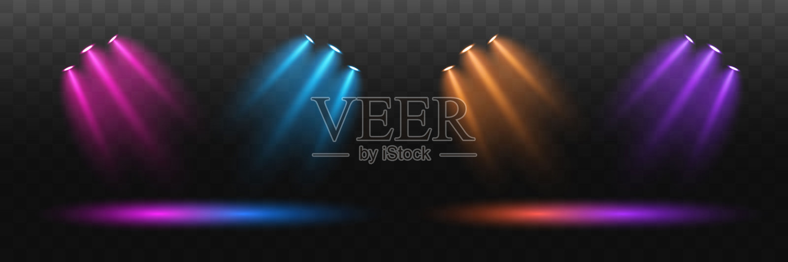 多色舞台聚光灯插画图片素材