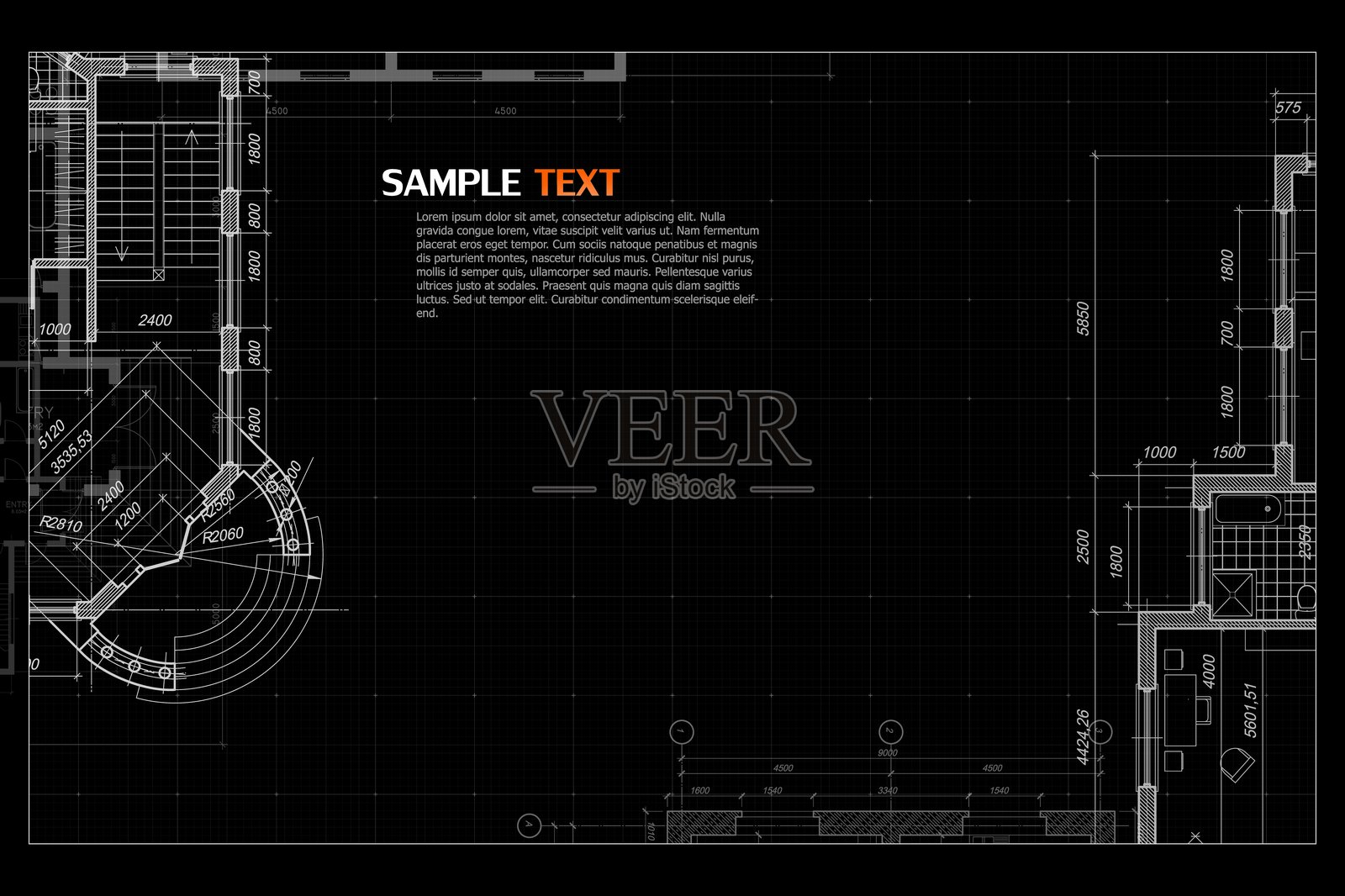 建筑背景。建筑施工图。插画图片素材