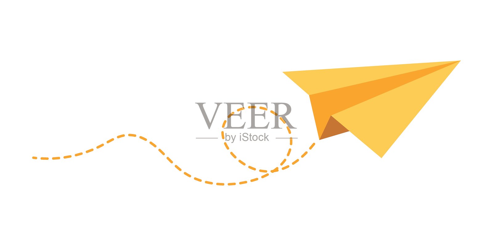 扁平风格的纸飞机图标。孤立背景上的玩具飞机矢量图。折纸飞机标志商业概念。插画图片素材