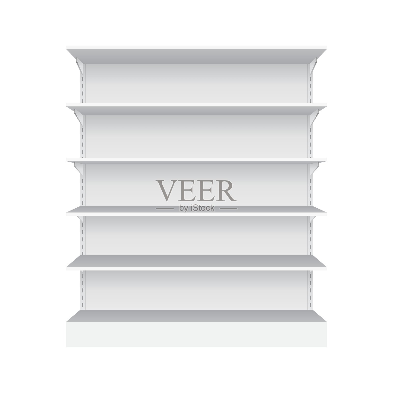 写实风格的货架模型图标。超市商品展示矢量图，背景已隔离。空置的展示架标志，商业概念。插画图片素材
