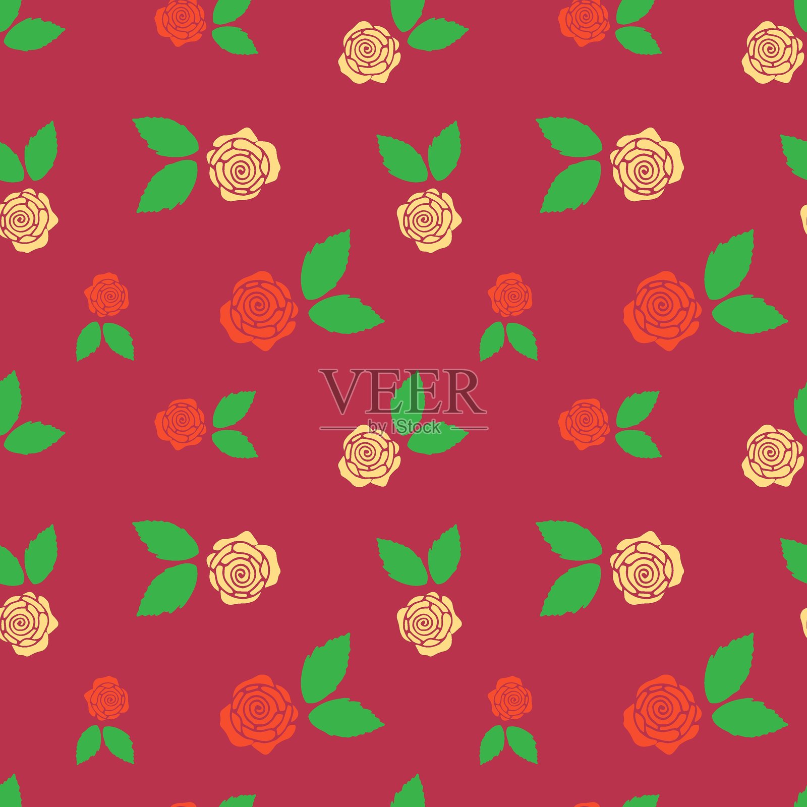 玫瑰花纹插画图片素材