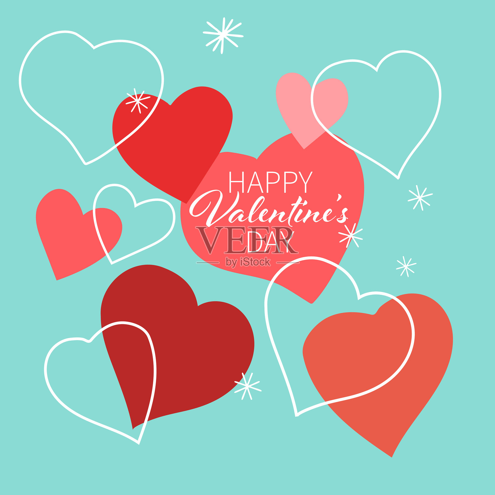 有趣的涂鸦风格情人节卡片插画图片素材