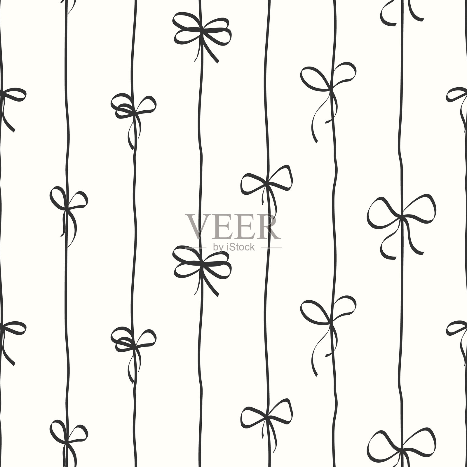 垂直线条上的手绘蝴蝶结插画图片素材