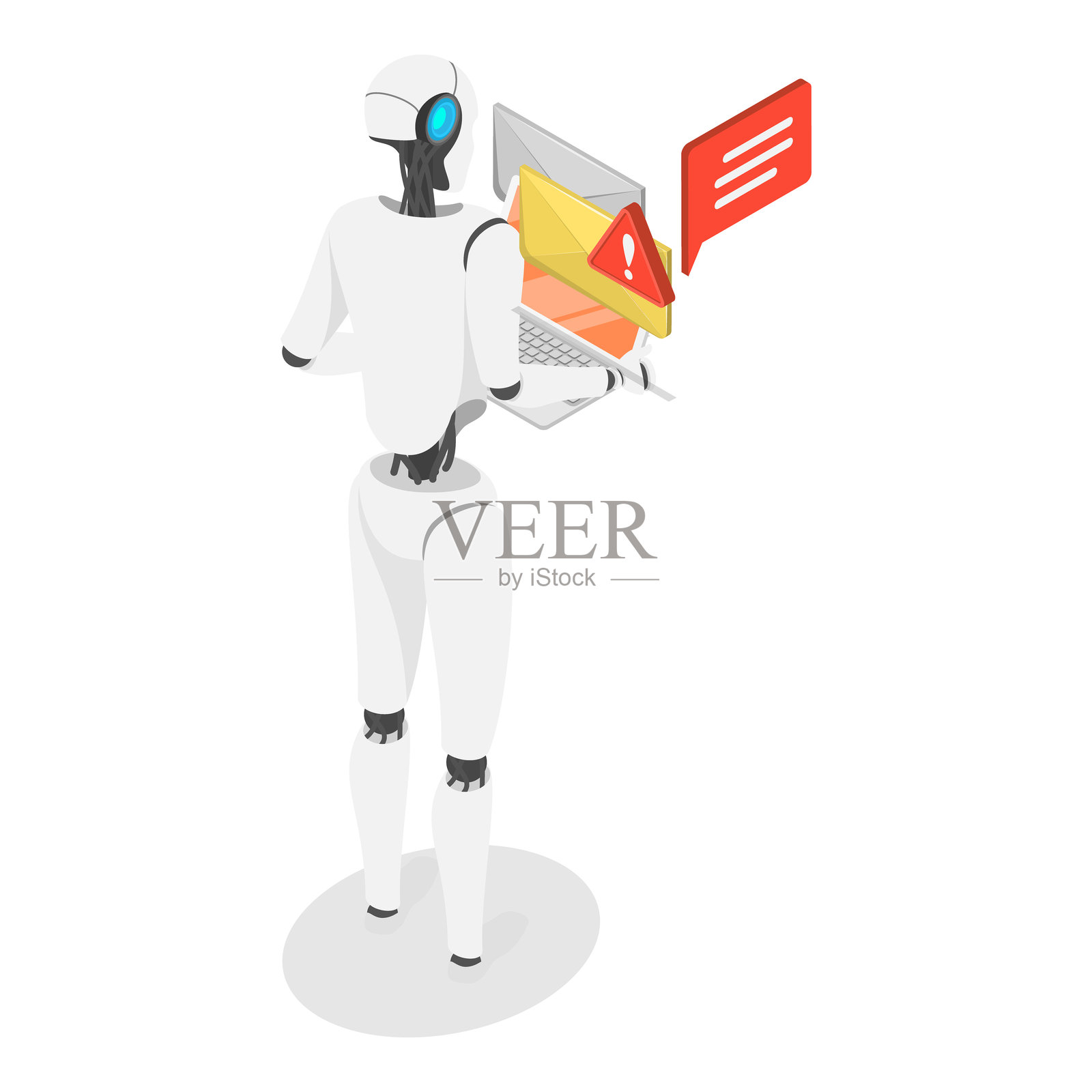 人工智能服务与自动化的三维等距扁平矢量插画。项目 3插画图片素材