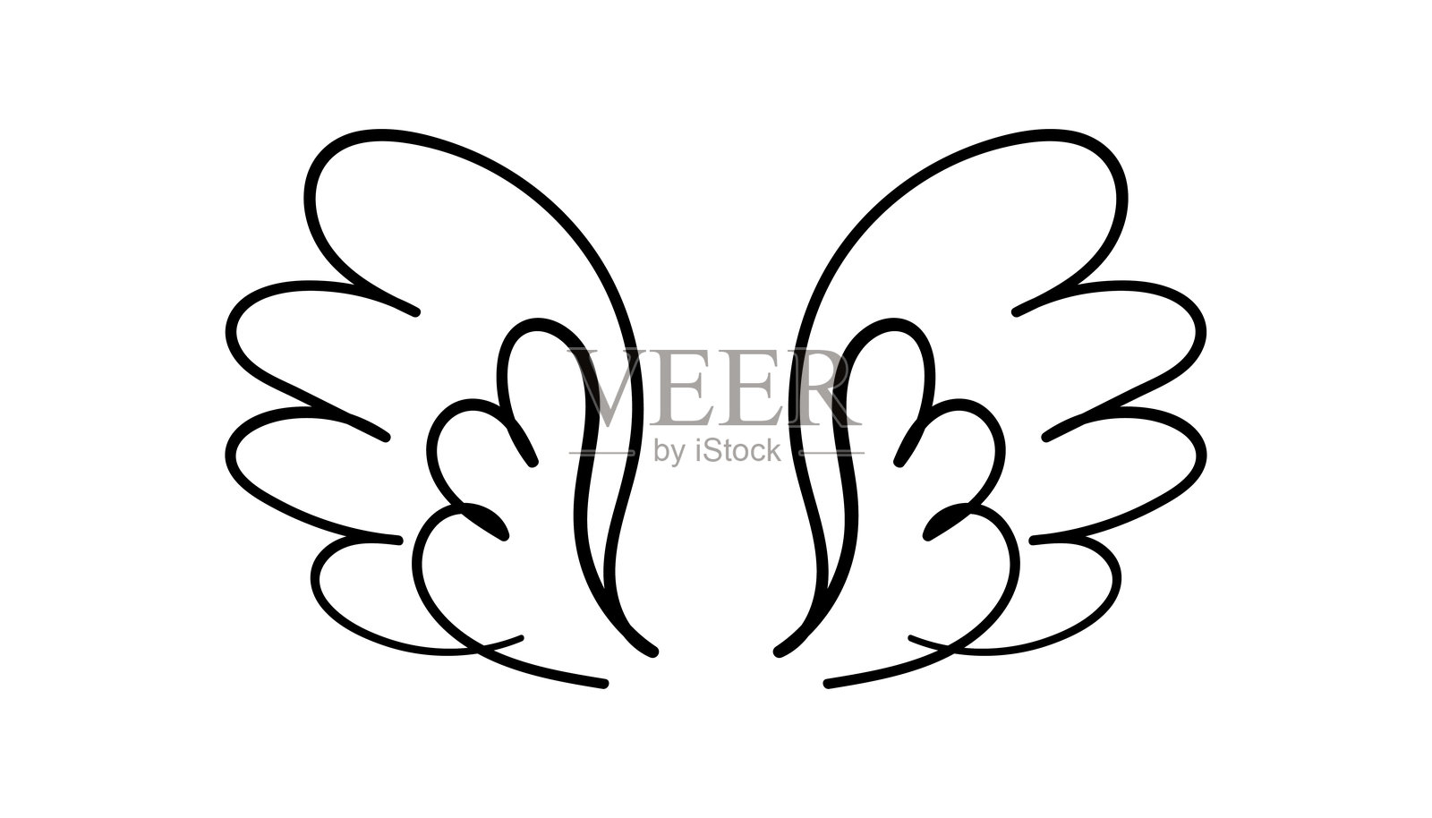 简约天使翅膀线条艺术插画插画图片素材