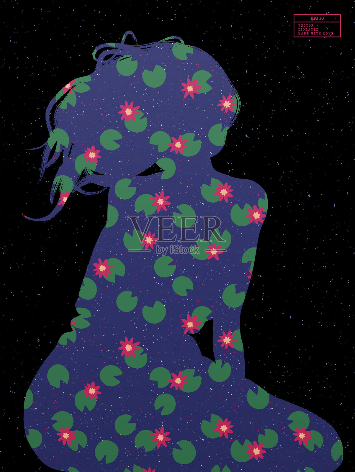 坐着的女性的图案剪影插画图片素材