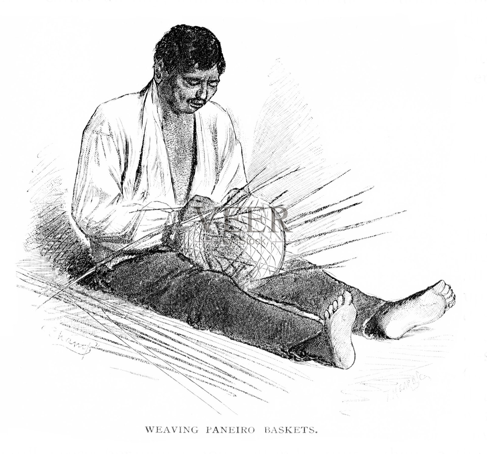 南美文化原住民编织篮子插画图片素材