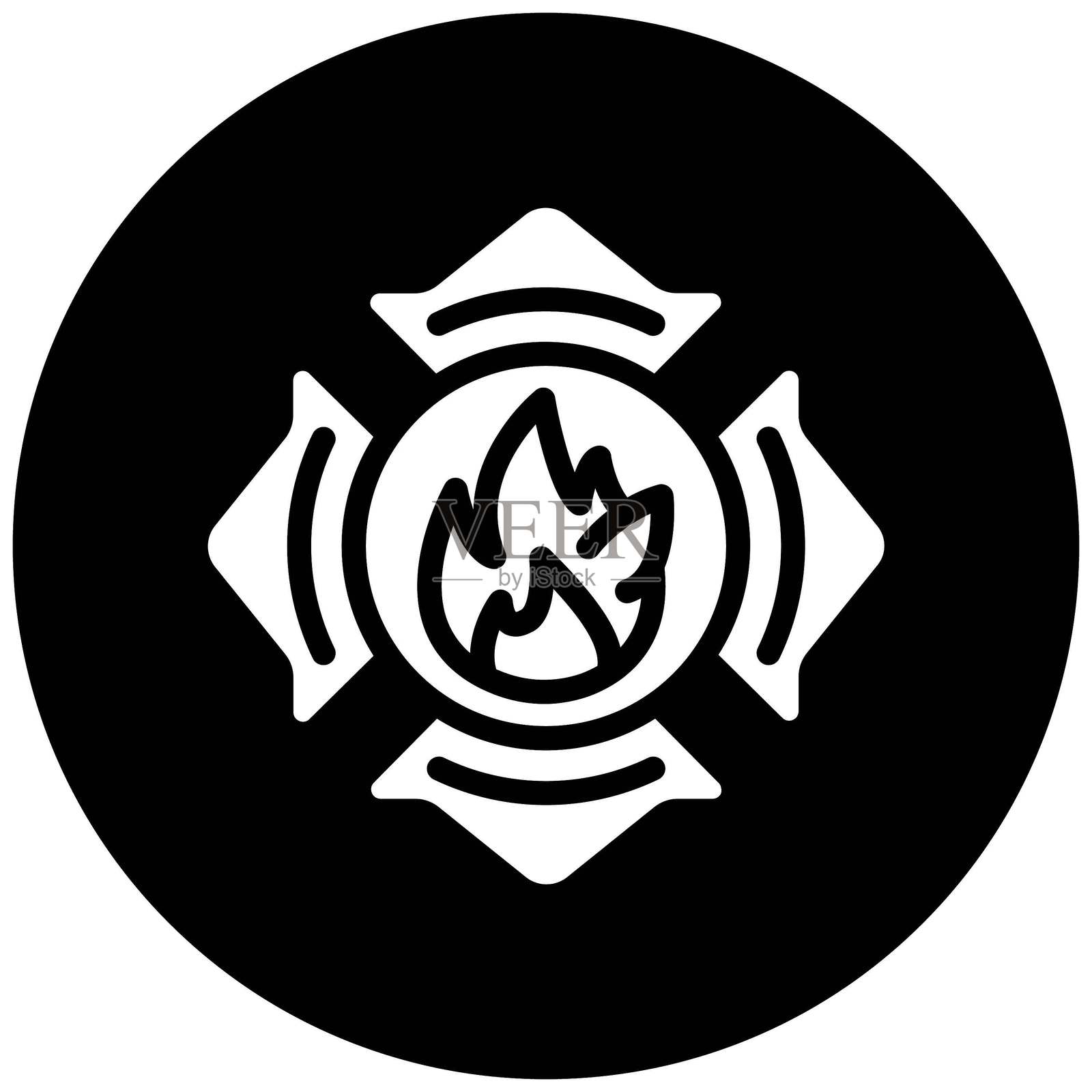矢量设计的消防员徽章图标风格插画图片素材