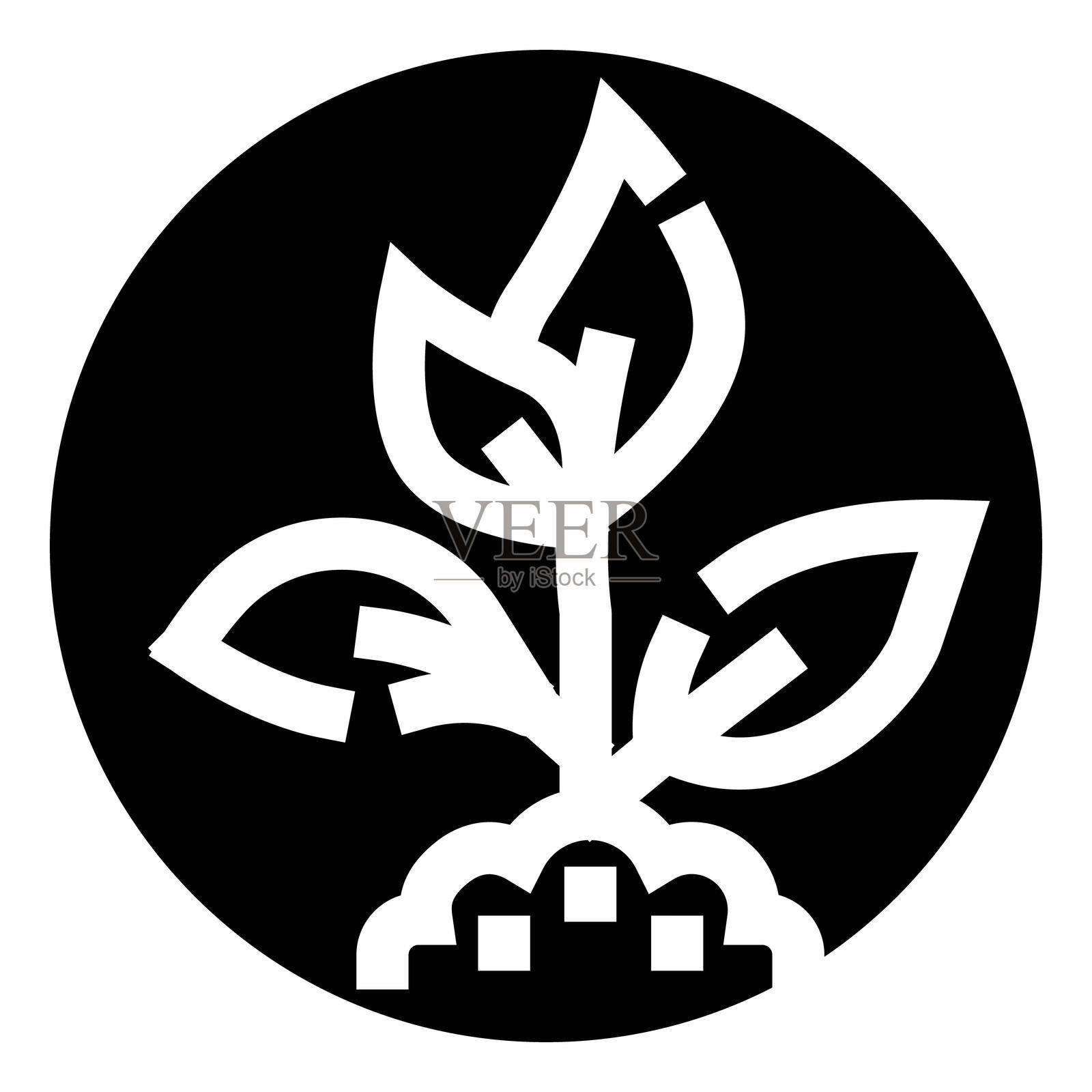 土壤中的植物幼苗萌芽图标插画图片素材