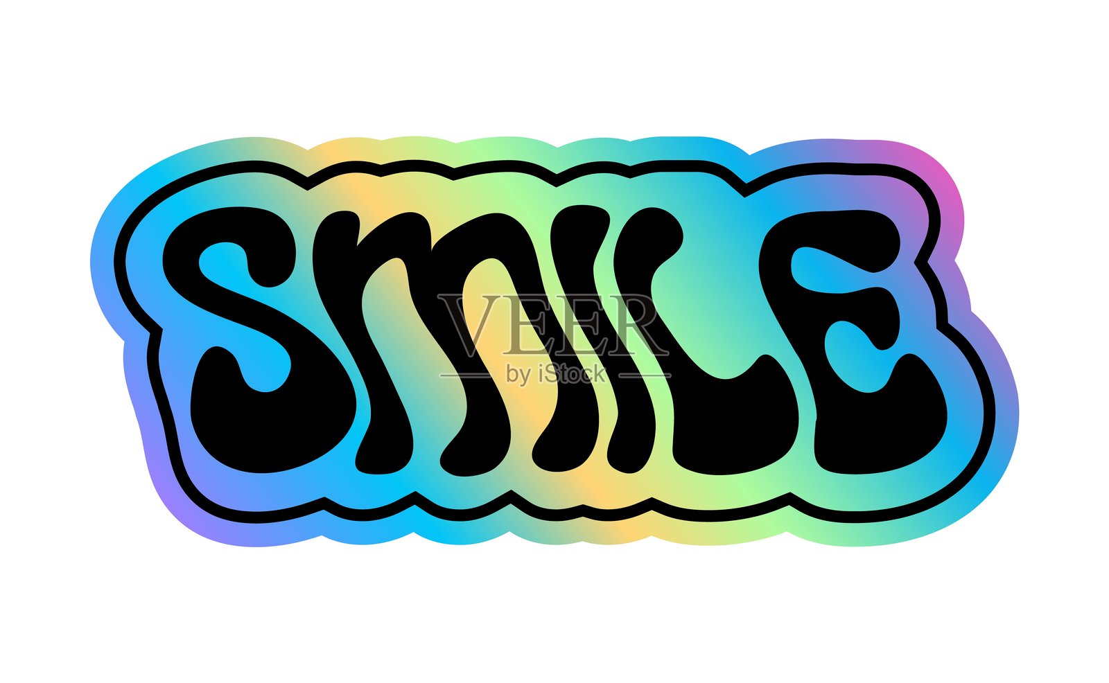 微笑全息图 复古Y2K贴纸或符号插画图片素材