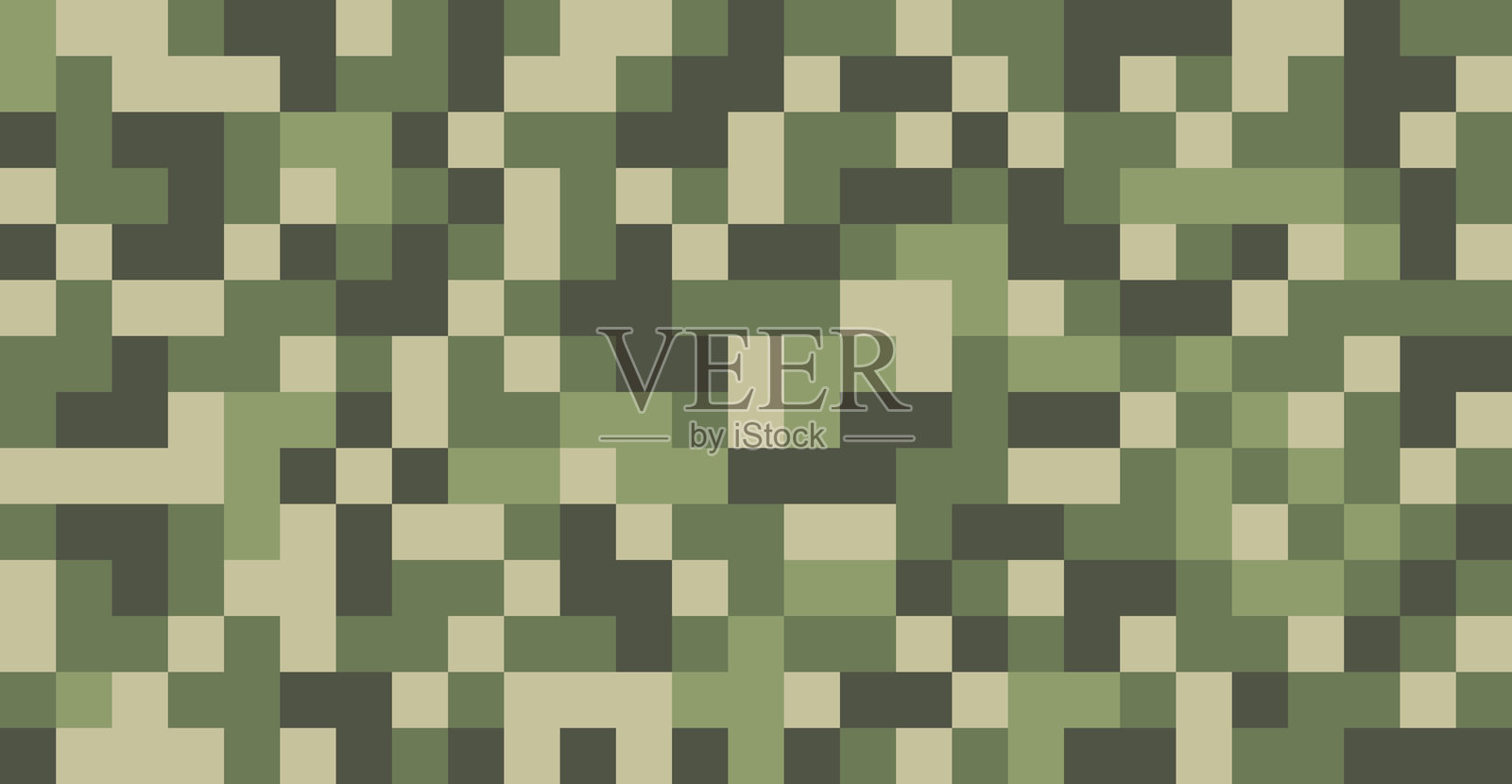 像素化迷彩图案背景，绿色调插画图片素材