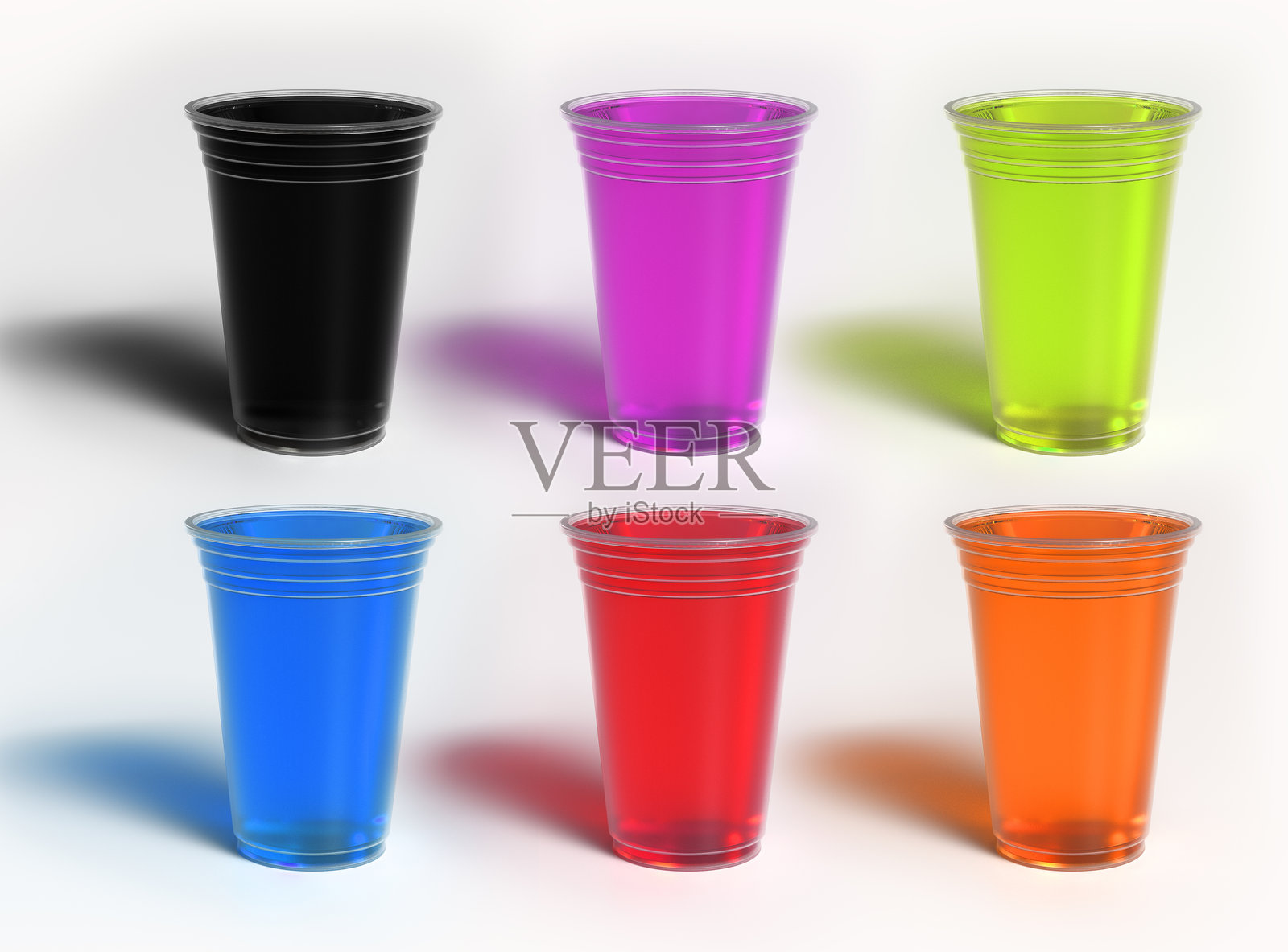彩色透明塑料杯照片摄影图片