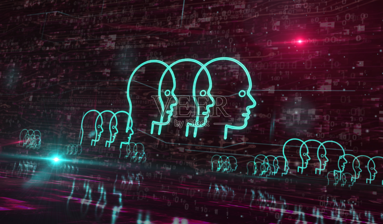 人工智能头部符号，数字概念的3D插画照片摄影图片